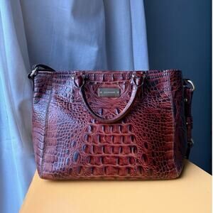 Vintage Brahmin Croc-Embossed Leather Tote | Brown | 90s–Y2K